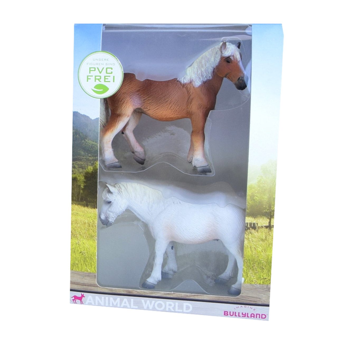 BULLYLAND Actionfigur Animal World Figuren 2 Pferde Haflinger Camargue PVC-frei Kinder