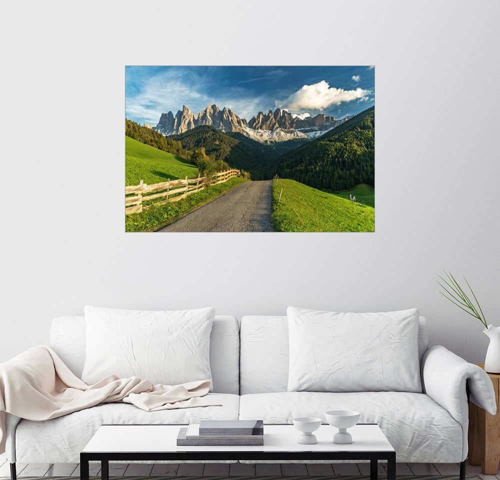 Poster Glasbild Villnösstal Südtirol Dolomiten Leinwandbild Achim Thomae