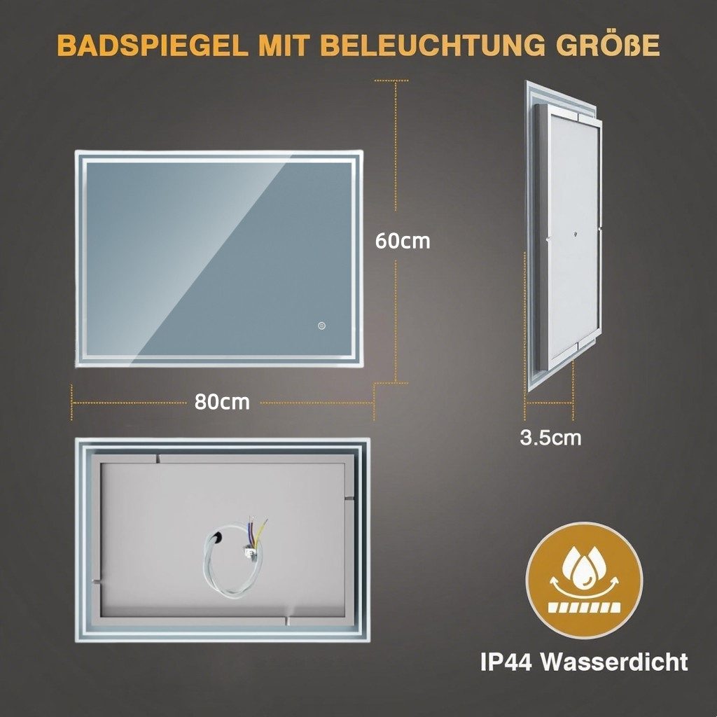 PESENXAN Badspiegel mit Beleuchtung, LED Badezimmer günstig online kaufen