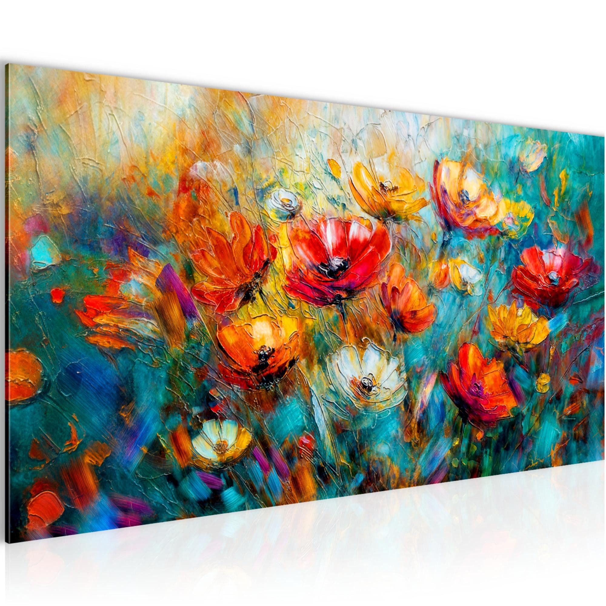 Runa Art Wandbild Blumen 100 x40 cm Bild Vlies Wohnzimmer Schlafzimmer Deko, Blumenwiese