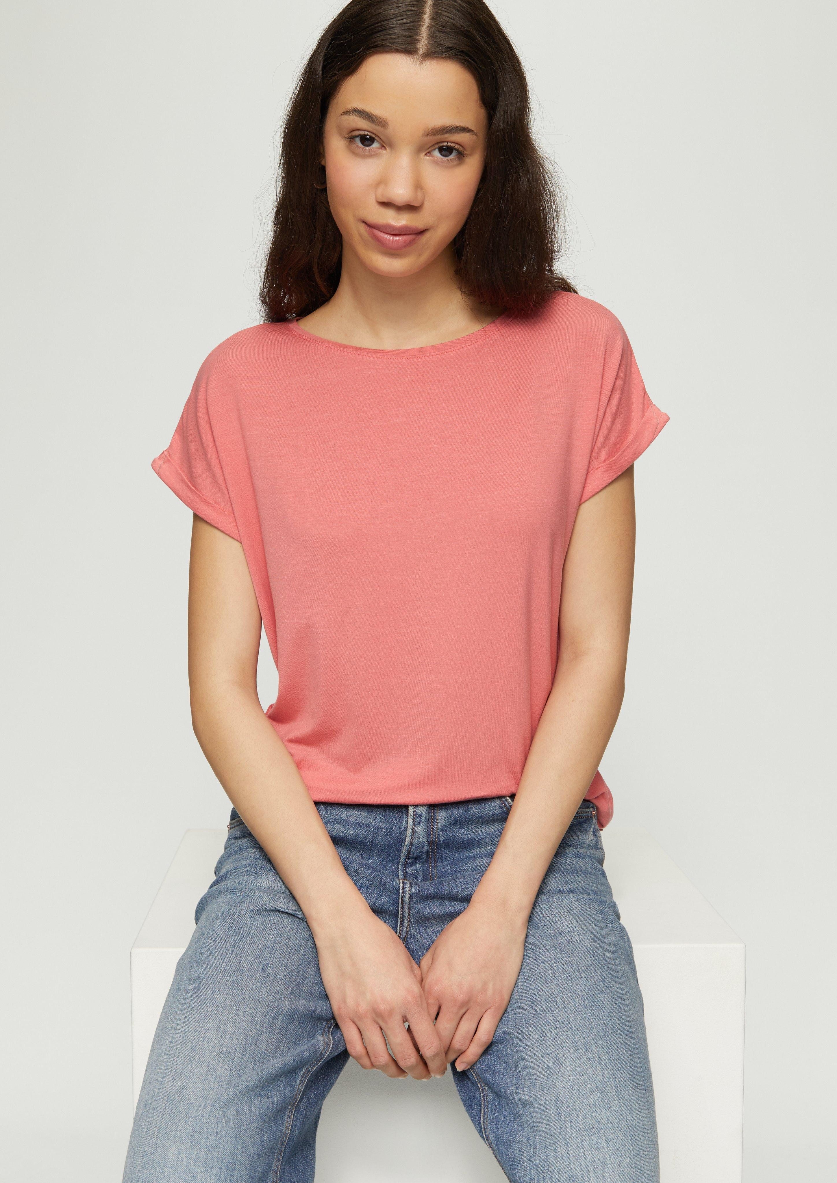 QS Kurzarmshirt Loose Fit-Shirt im Lyocellmix günstig online kaufen