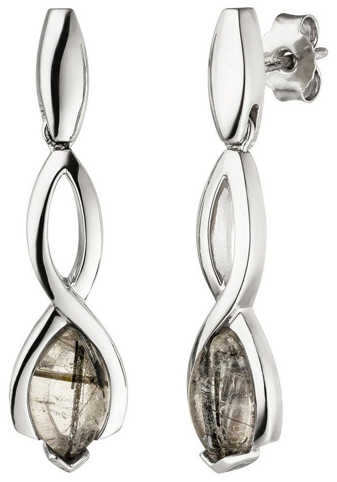 JOBO Paar Ohrhänger, 925 Silber mit Turmalinquarz