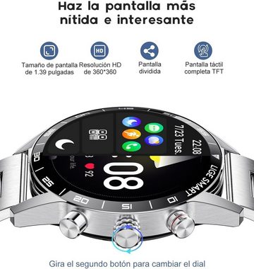 ESFOE Smartwatch (1,32 Zoll, Android iOS), Fitnessuhr mit anrufe 20+sportmodi ip67 wasserdicht herzfrequenz