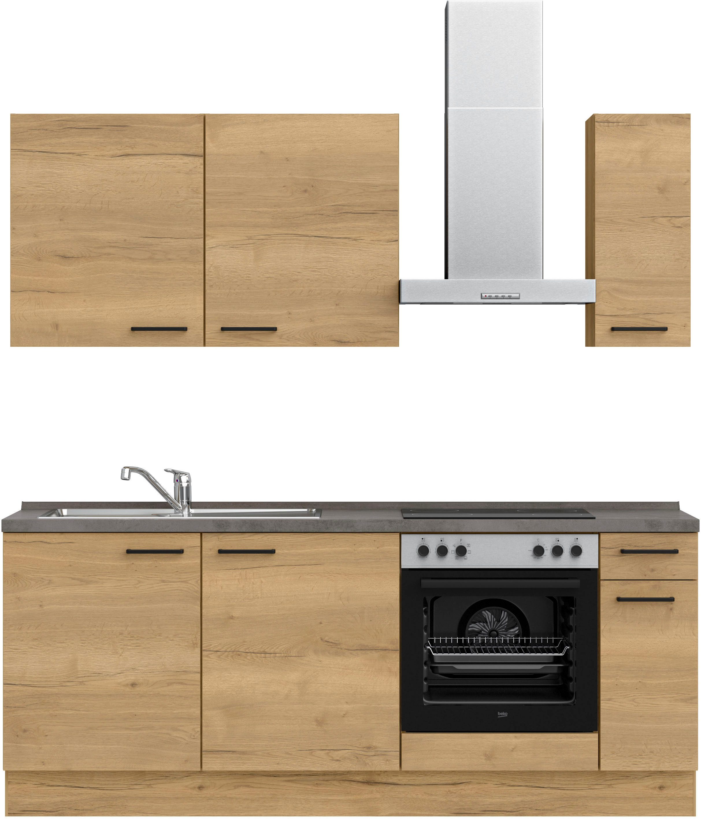 nobilia® Küchenzeile "Structura I", NEU: individuell anpassbar mit gratis Profi-Beratung, vormontiert, Breite 210 cm, Ausrichtung wählbar, wahlw. mit E-Geräten