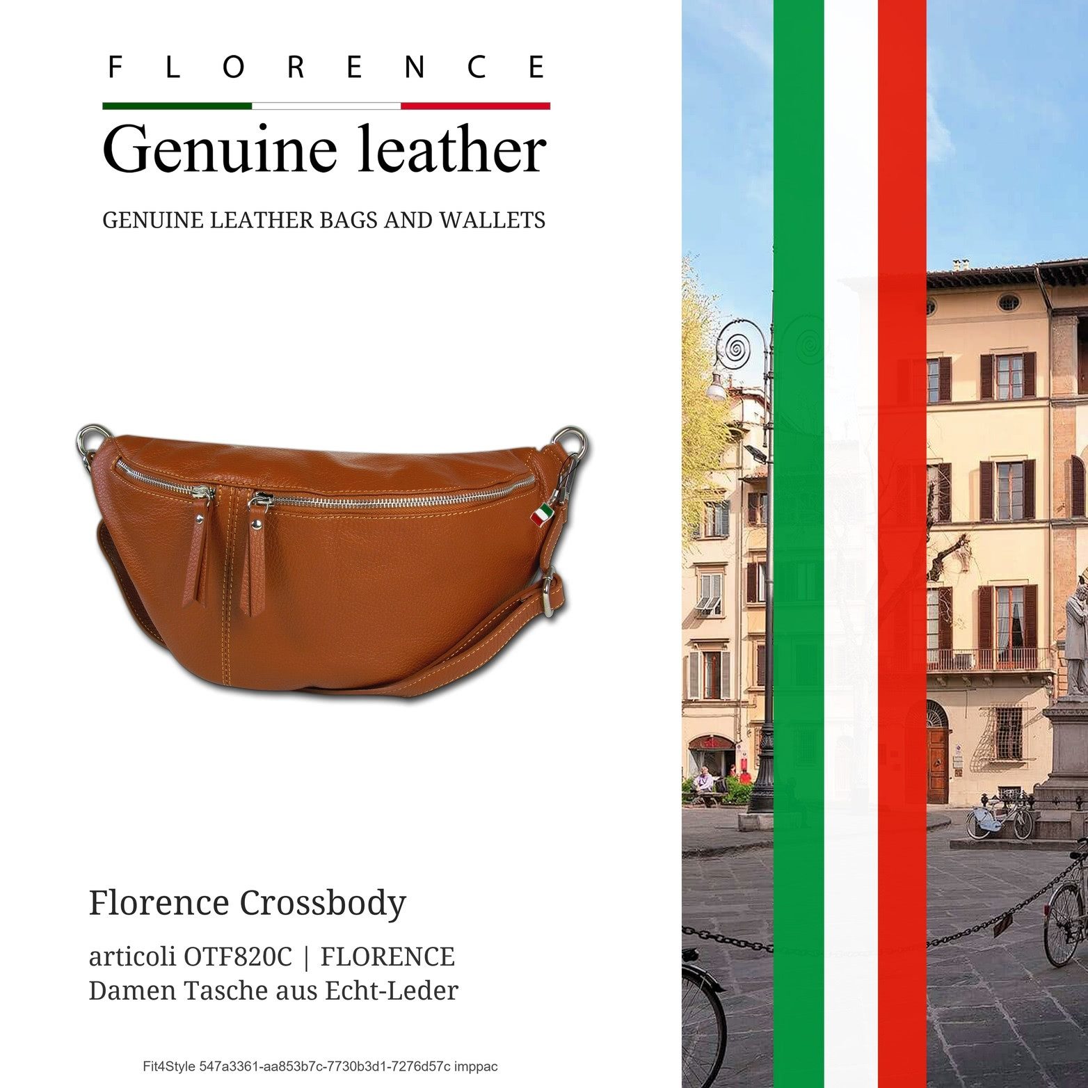 FLORENCE Gürteltasche Florence Echtleder Gürteltasche extragroß (Gürteltasche, Gürteltasche), Damen Tasche Echtes Leder braun, tan, Made-In Italy