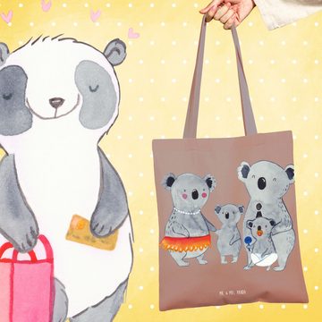 Mr. & Mrs. Panda Tragetasche Koala Familie - Braun Pastell - Geschenk, Beutel, Papa, Koalas, Mama, (1-tlg), Design-Highlight