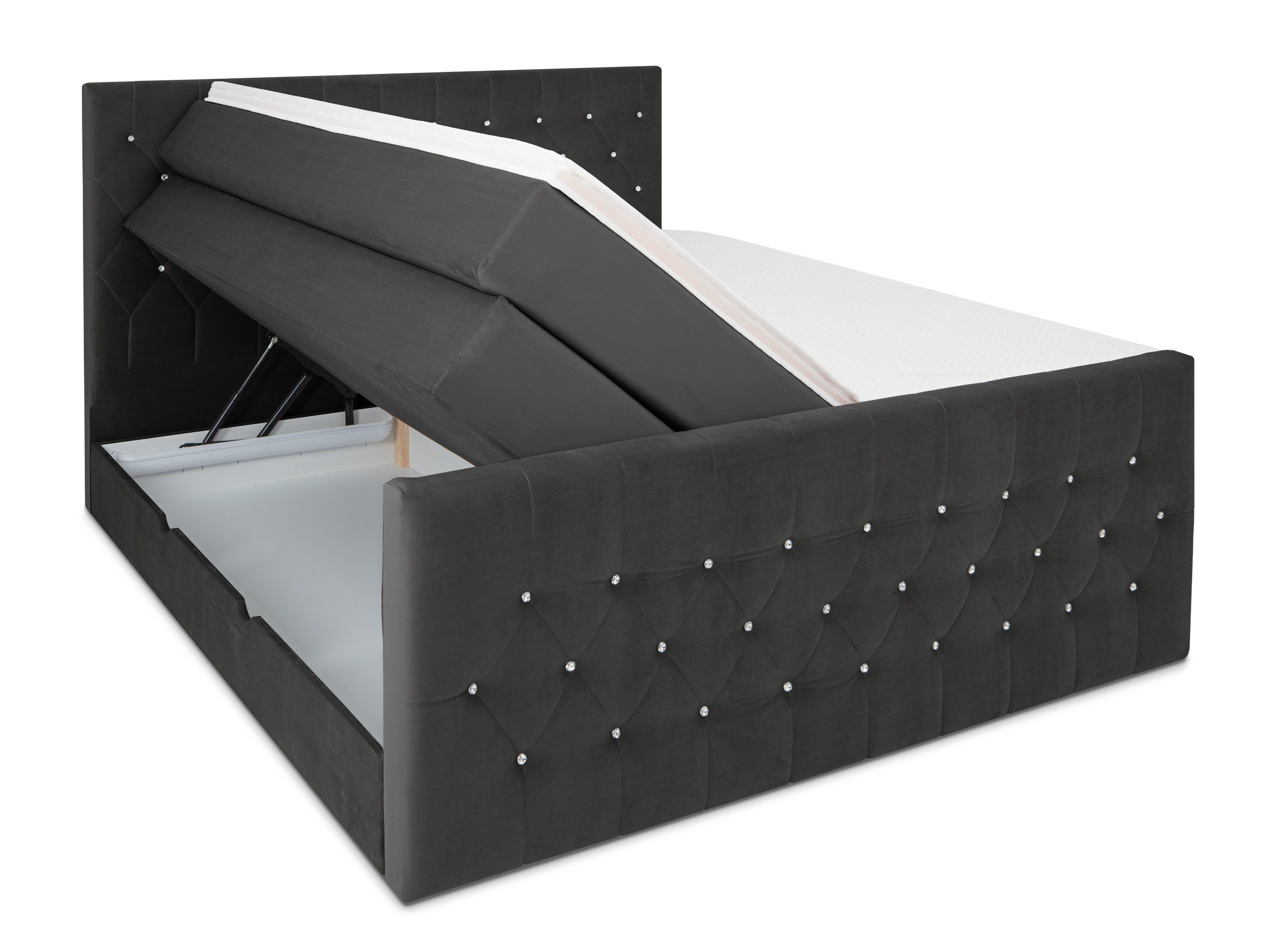 wonello Boxspringbett Sira, mit Bettkasten, Matratzen und wonello premium Topper, Samt + Kristalle