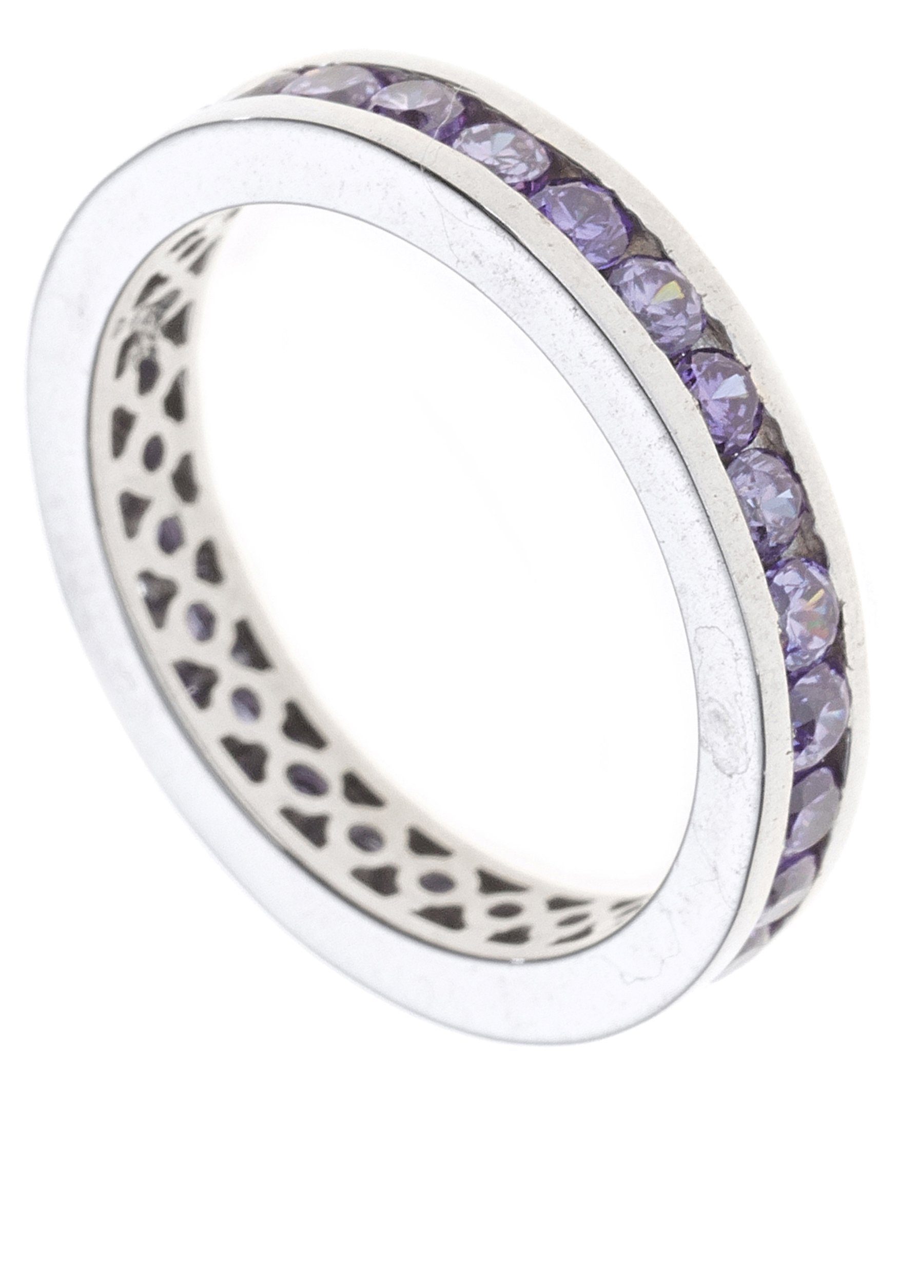 JOBO Silberring Ring mit 22 lila Zirkonia rundum, 925 Silber