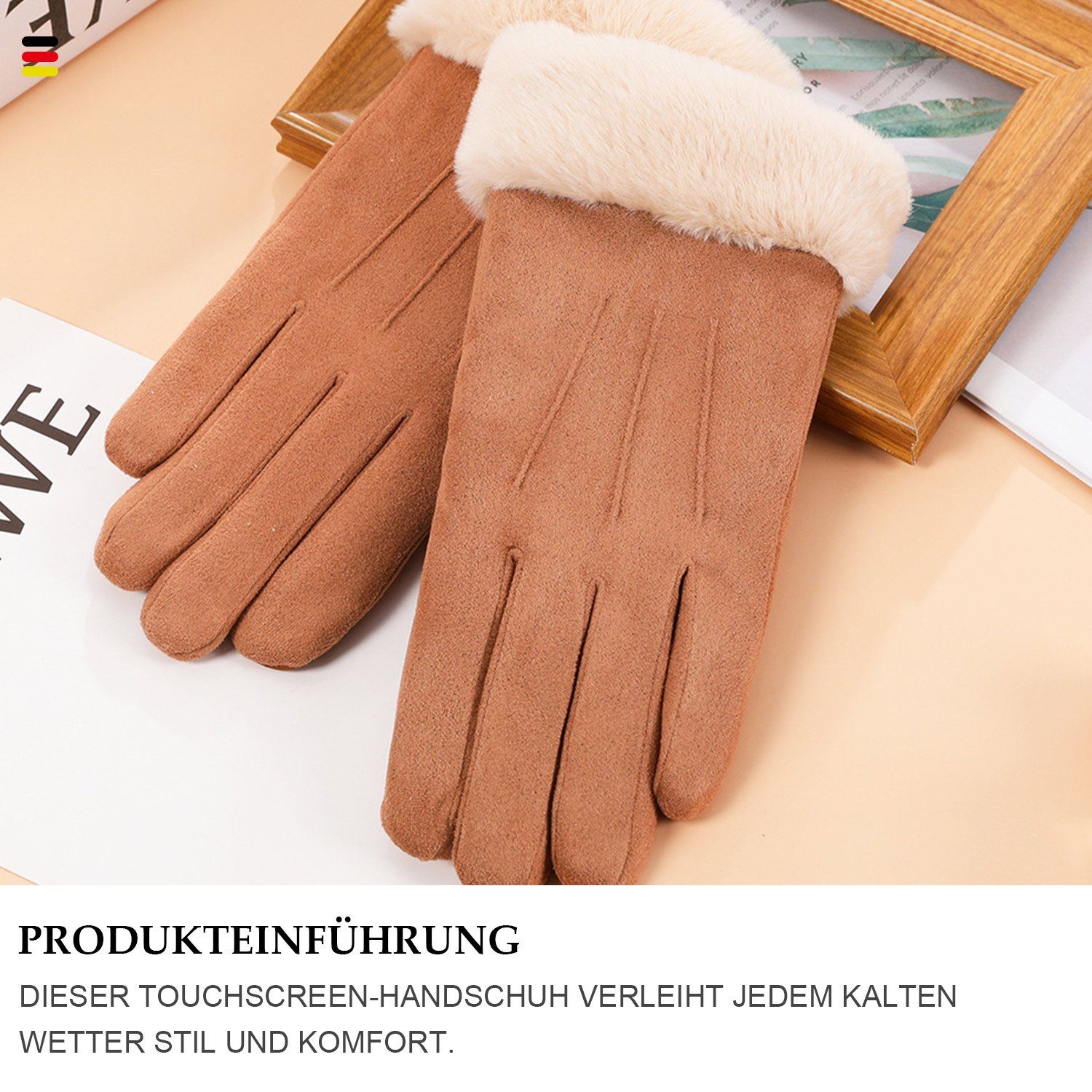 MAGICSHE Fleecehandschuhe Damen Winter Warme Touchscreen Handschuhe Schwarz