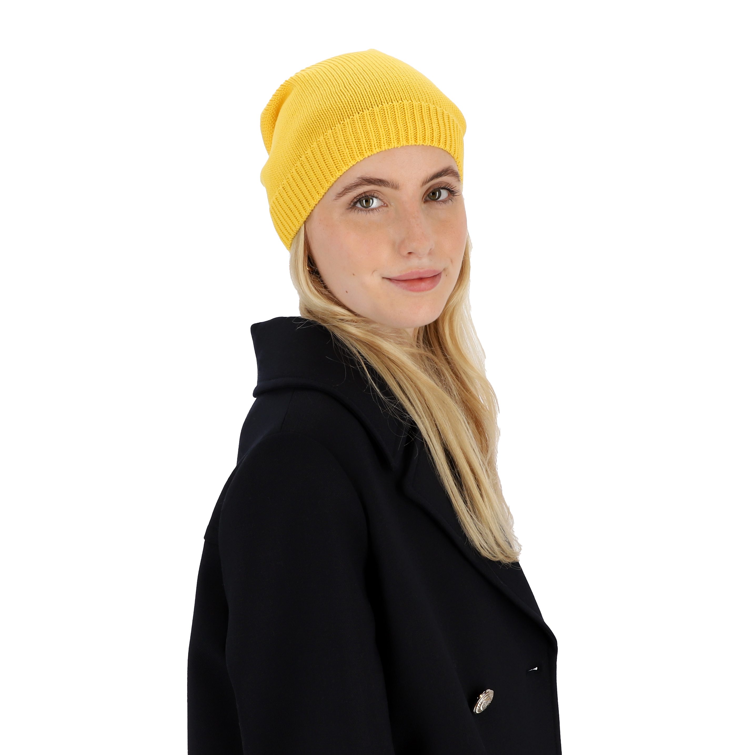Beanie-Mütze Accessoires Baumwolle Made Germany gelb aus in Strickmütze halsüberkopf