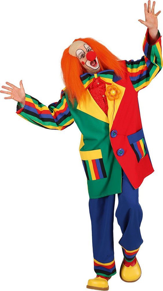 Karneval-Klamotten Clown-Kostüm Herren bunte Clownsjacke Zirkus, witziger Clown-Frack Mantel Herrenkostüm Harlekin Narr