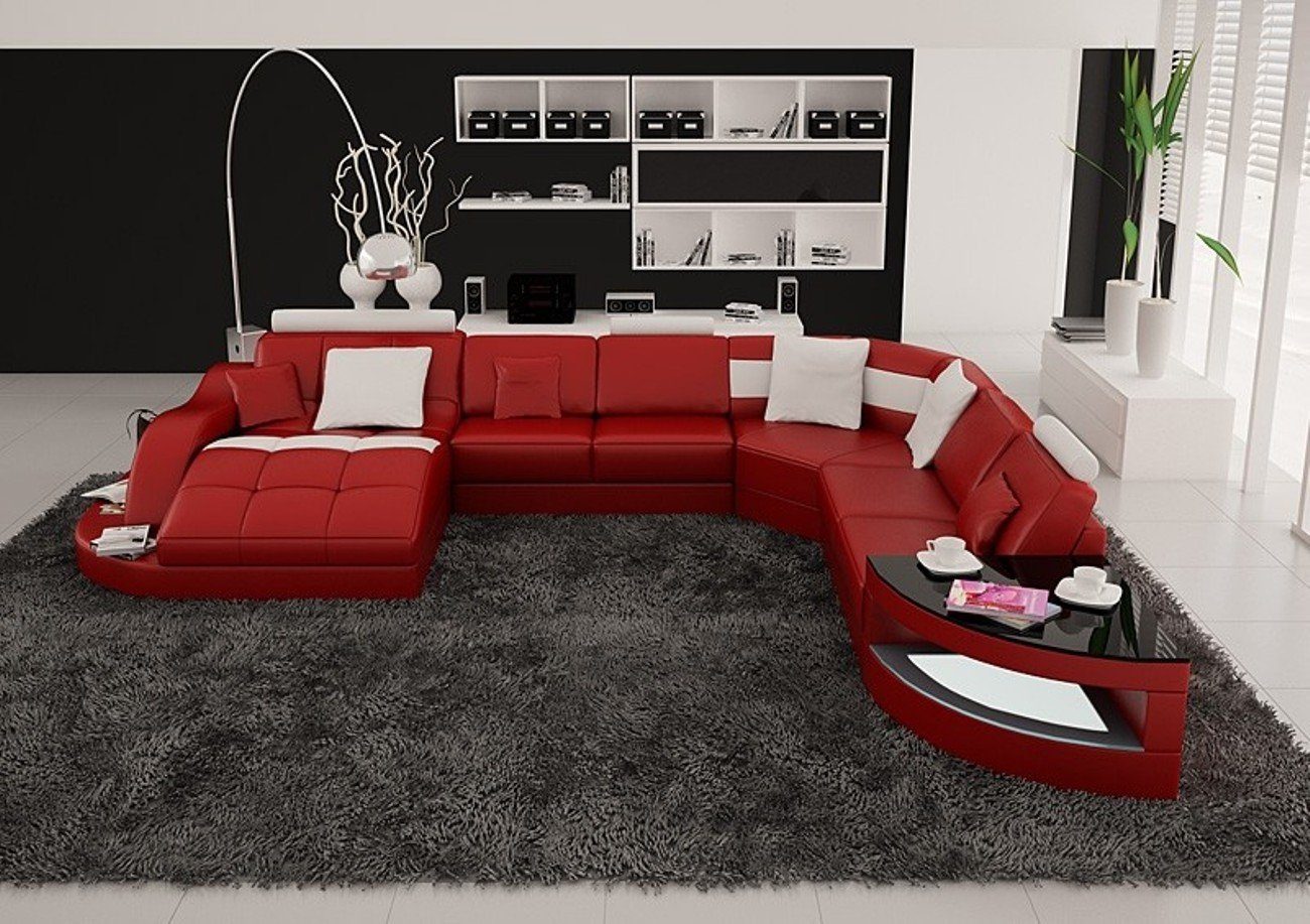 JVmoebel Ecksofa Modernes Sofa Eckgarnitur U Form Polster Sitz Ecke, Made in Europe Rot