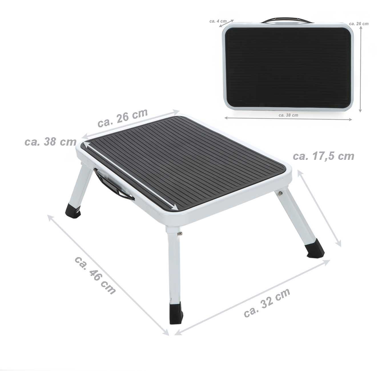 Bubble-Store Klapptritt faltbar mit Tragegriff (max. 150 kg, 1-St., Tritthocker einstufig), Klapphocker mit rutschfester Trittfläche – Bild 2 von 5