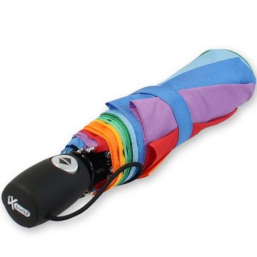 iX-brella Taschenregenschirm Mini Regenbogenschirm leicht mit Auf-Zu-Automatik, farbenfroh