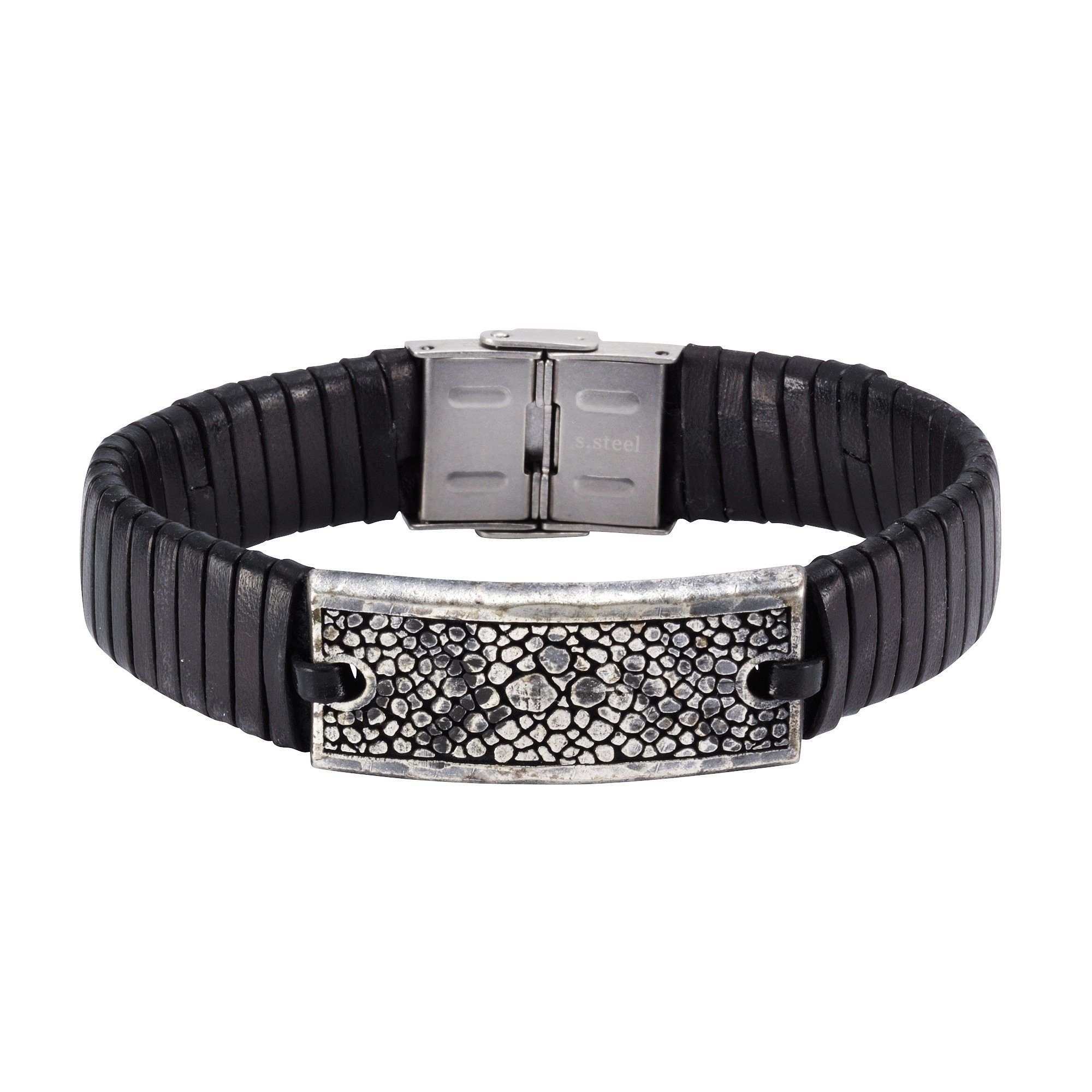 NOX Armband Leder schwarz Edelstahl | Edelstahlarmbänder