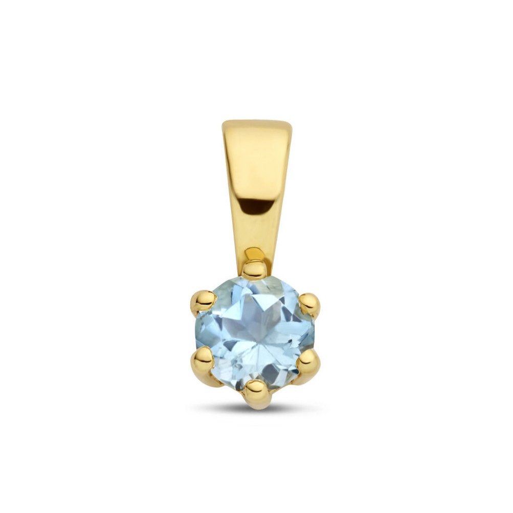 Kettenanhänger 375er Gelbgold Kettenanhänger Aquamarin 4 mm