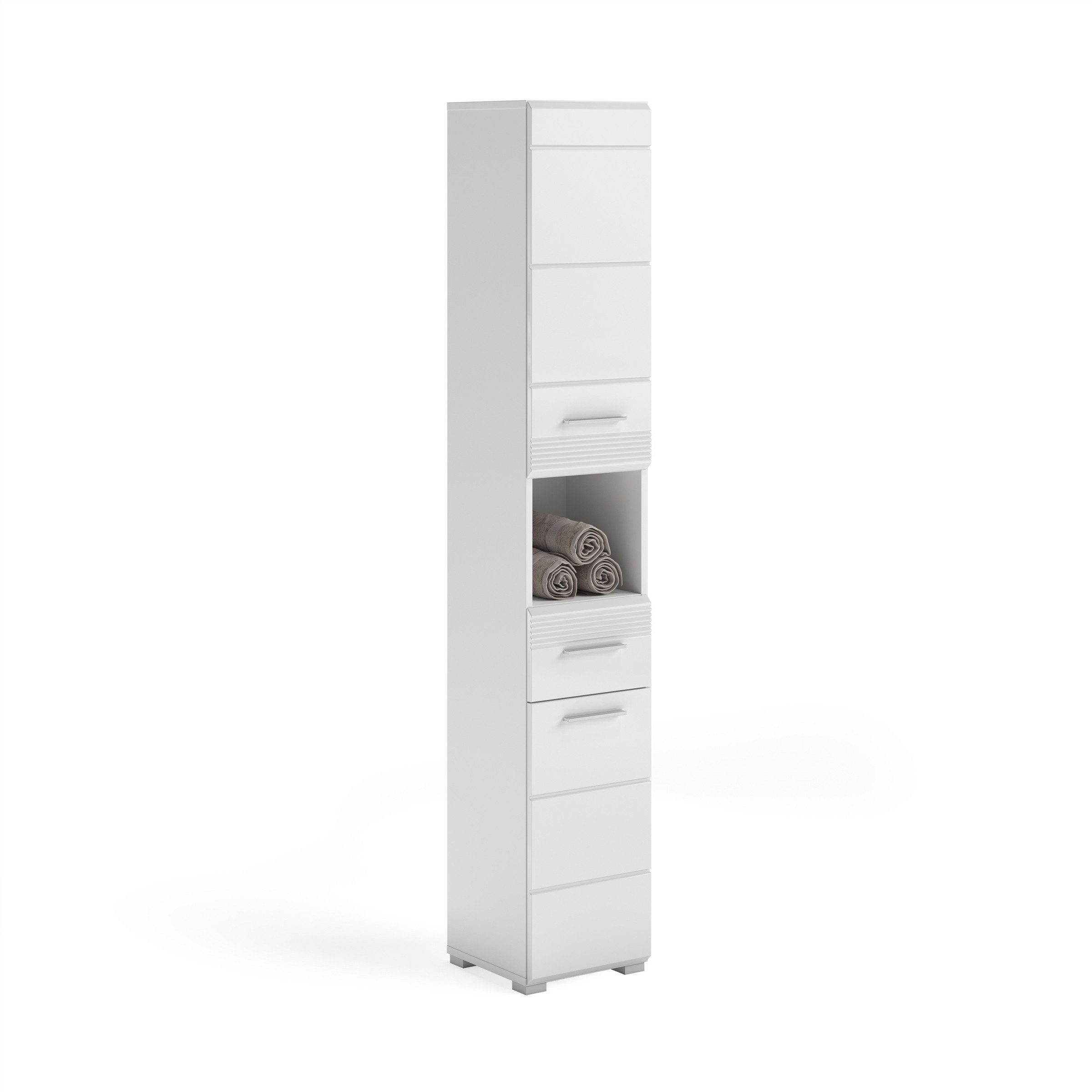 xonox.home Hochschrank in Weiß Hochglanz - 30x182x31cm (BxHxT)