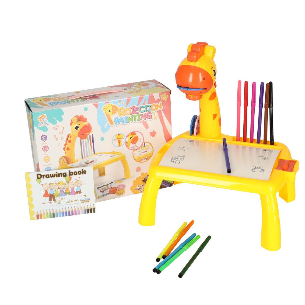 LA CUTE Zeichentisch Giraffe Kreativer Kinder Zeichenprojektor Tisch (Kinderzeichentisch mit Projektor Set, 1x Kinderzeichentisch mit Projektor)