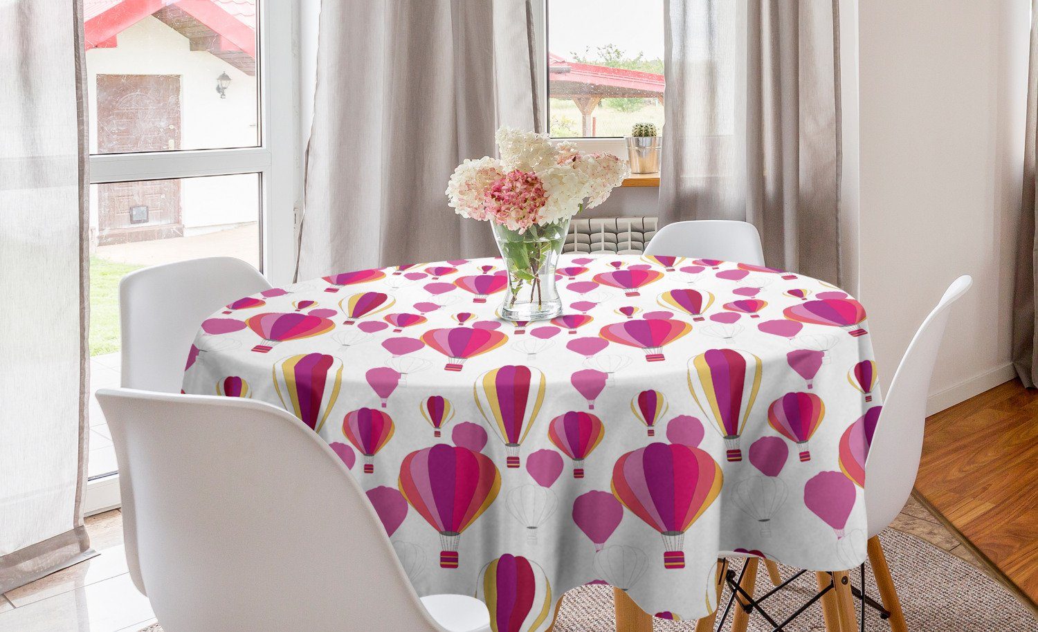 Abakuhaus für Bunte Dekoration, Esszimmer Kreis Tischdecke abstrakte Küche Abdeckung Tischdecke Flugzeuge Ballon