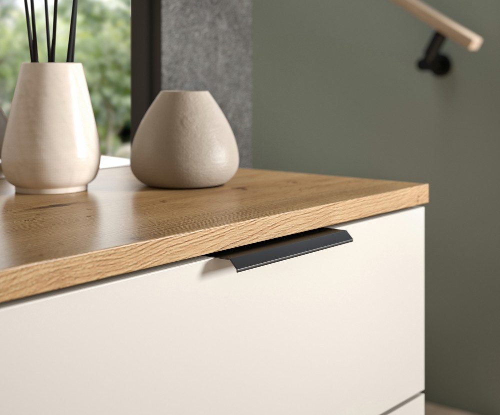 moebel-dich-auf Kompaktgarderobe EASY (Paneel + Bank + Spiegel + Schuhschrank, in 2 Farbvarianten, Lamellenoptik) 88 cm breit – Bild 4 von 5