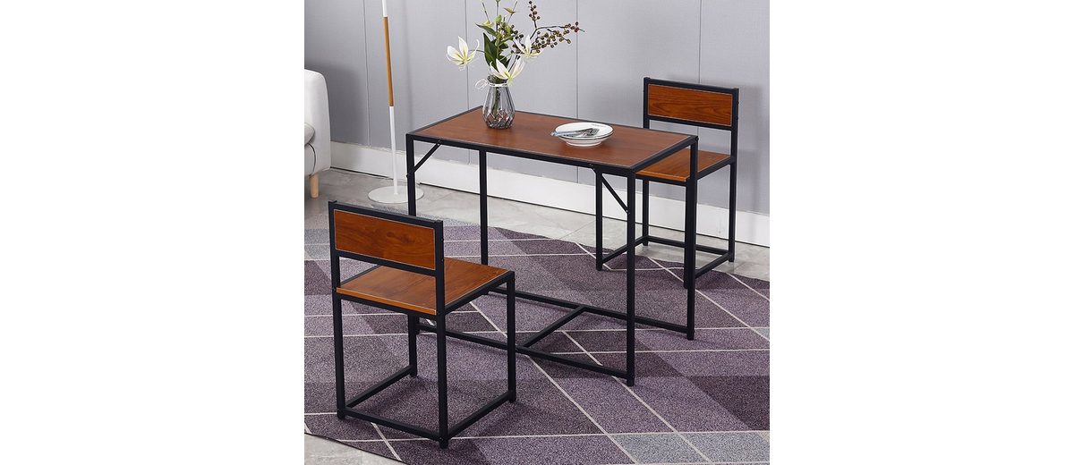 SNAILHOME Esstisch (mit 2 Stühlen), Platzsparend Modern Stabil Holz