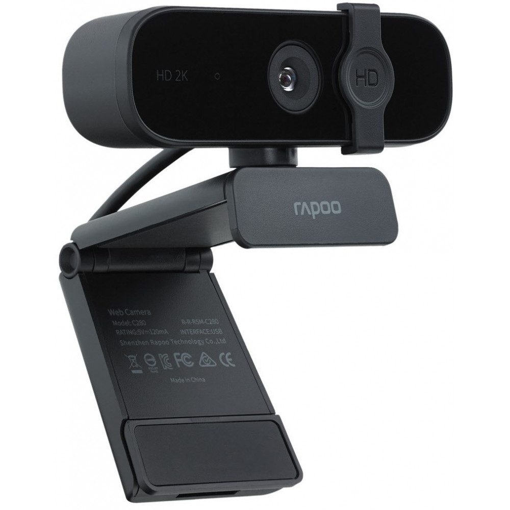 Rapoo Rapoo XW2K Webcam schwarz - Hochwertige Webcam. Webcam (Webcam für hochauflösende 2K-Videoqualität, 360 ° drehbar für flexible Nutzung)