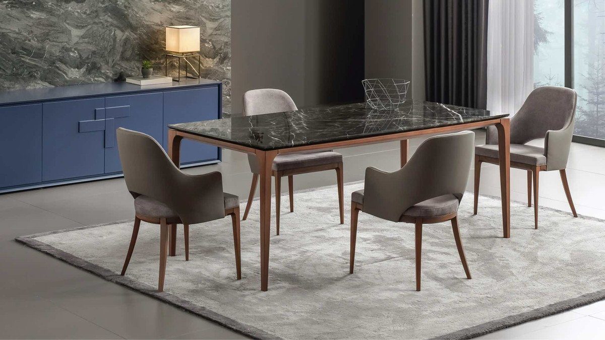 Esstisch Glasplatte Tisch mit Luxus Casa High - Optik Padrino Esszimmer Edelstein Esstisch Class Halb in Designer