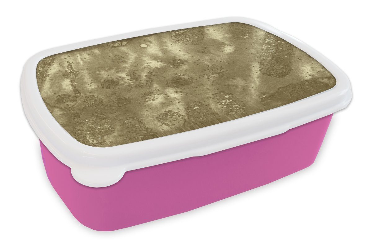 MuchoWow Lunchbox Gold - Farbe - Luxus, Kunststoff, (2-tlg), Brotbox für Erwachsene, Brotdose Kinder, Snackbox, Mädchen, Kunststoff rosa