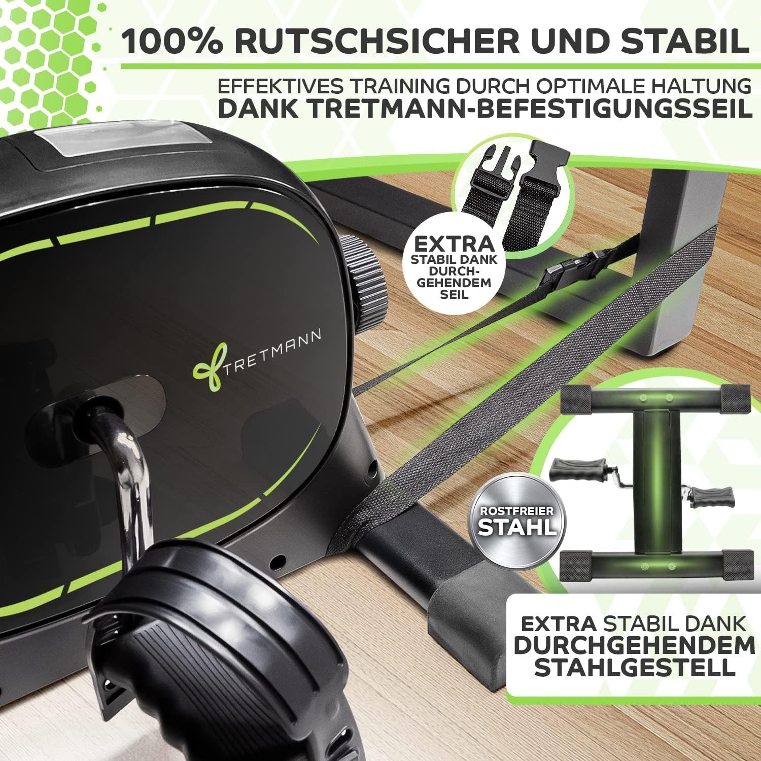 Tretmann Multitrainer Tretmann Pedaltrainer - Beintrainer für Senioren Heimtrainer, (inkl. Befestigungsband, Senioren Heimtrainer Mini Bike), DEKRA Geprüft