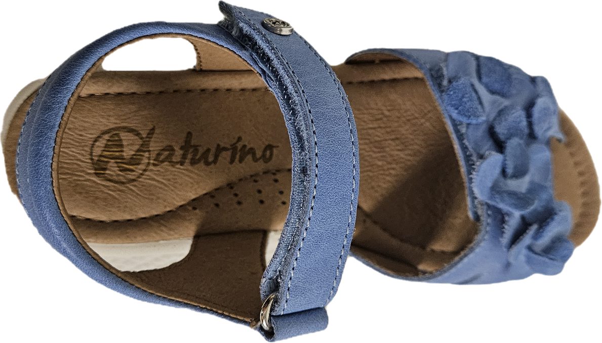 Naturino Mädchen Nappa Leder CERATO blau Blumen Gr. 30 31 33 Sandale aus echtem Leder