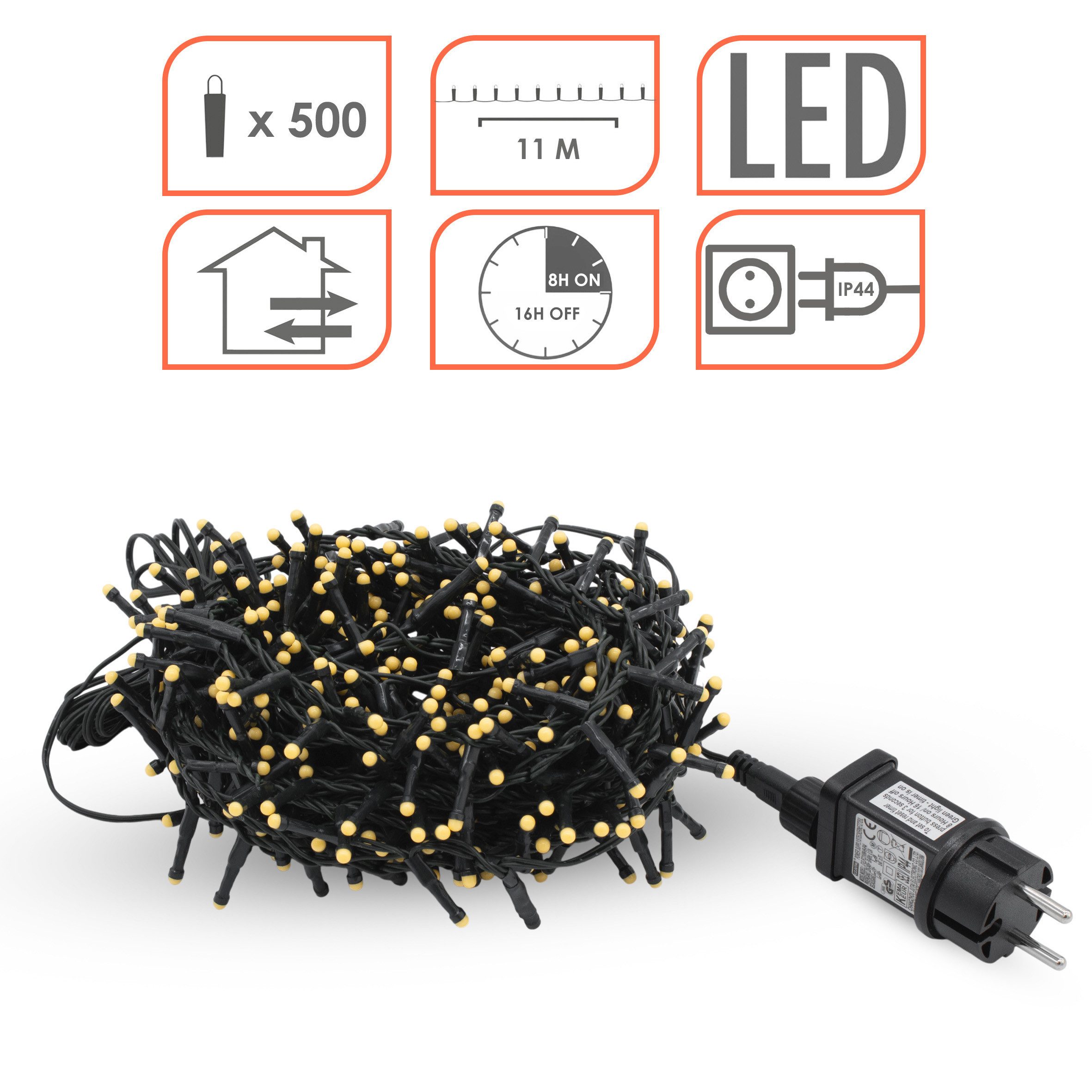 Spetebo LED-Lichterkette Außen Büschel Lichterkette mit Timer 500 LED, 500-flammig, mit Timer