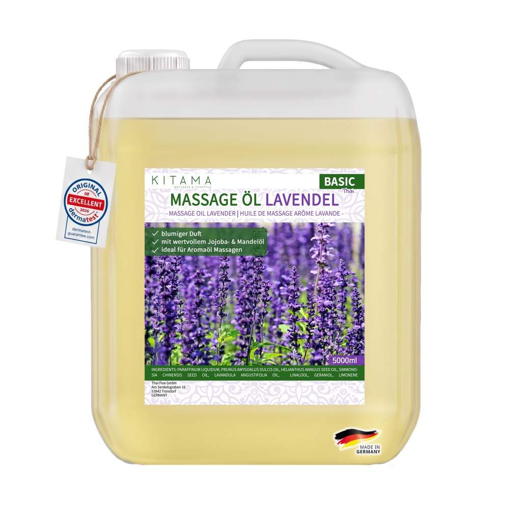 Kitama Massageöl mit Duft - Thai Massageöl & Pflegeöl 5-Liter, Dermatest: Sehr Gut