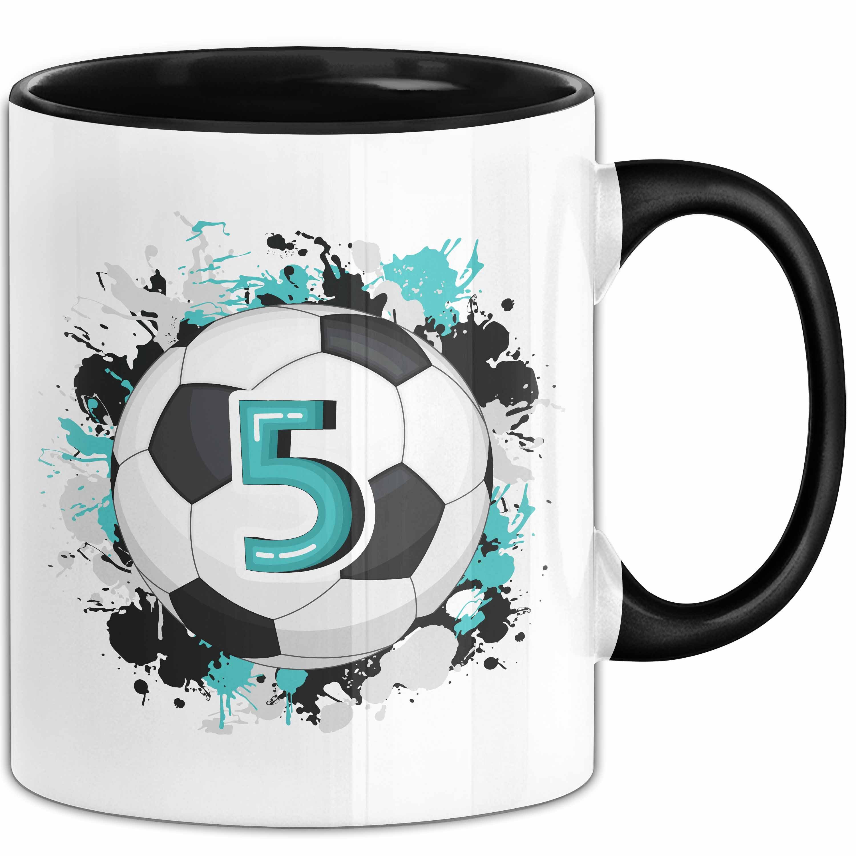 Trendation Tasse 5. Geburtstag Geschenk Tasse Becher Jungs Fußball Geburtstagsgeschenk