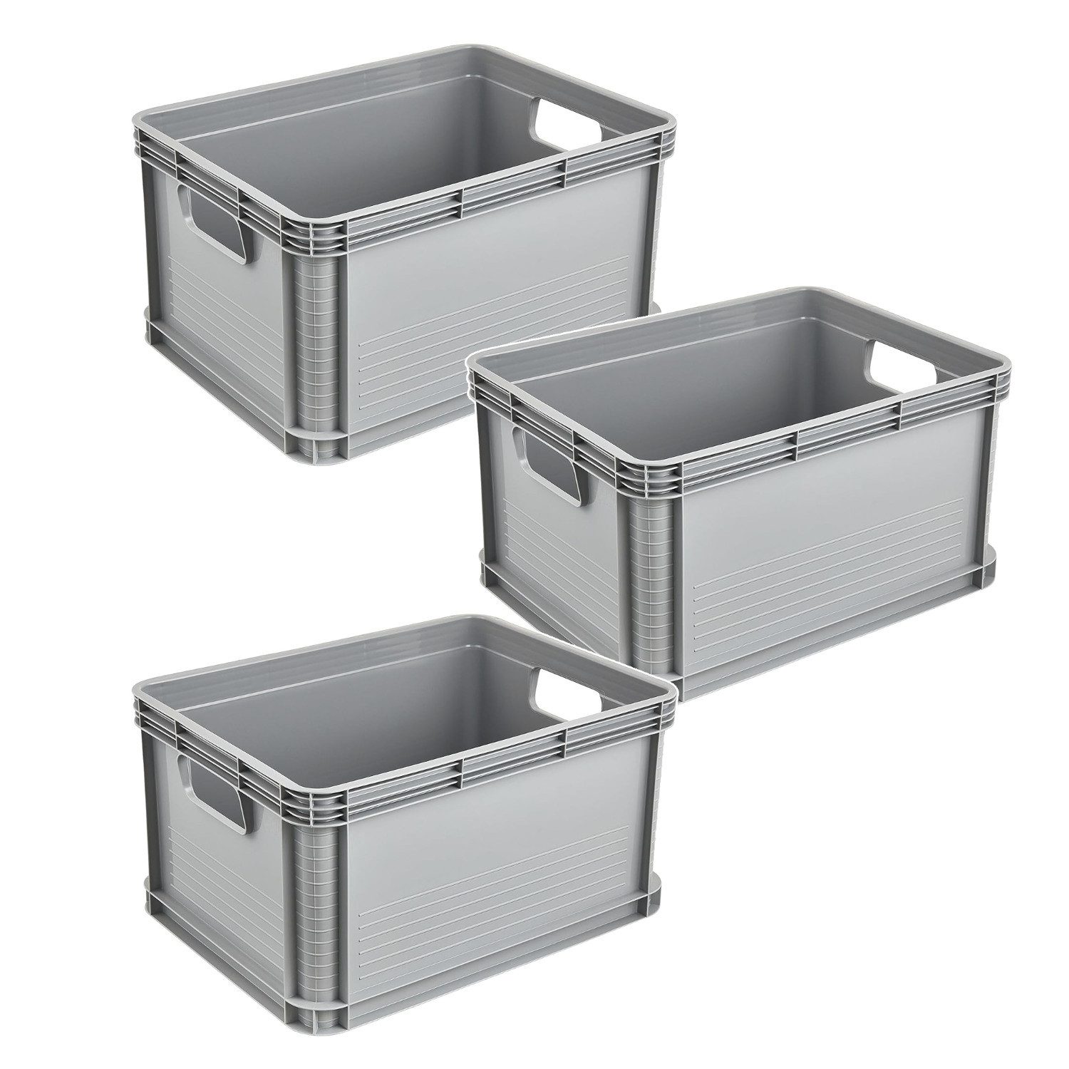 keeeper Transportbehälter Robert 20L grau, (3-St), leicht und robust, Tragkraft bis zu 30 kg