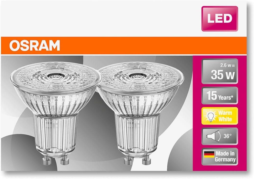 Osram LED-Leuchtmittel OSRAM LED Star PAR16, Sockel: GU10, Nicht Dimmbar, Warmweiß, Ersetzt e, 1 St., OSRAM LED Star PAR16, Sockel: GU10, Nicht Dimmbar, Warmweiß, Ersetzt e