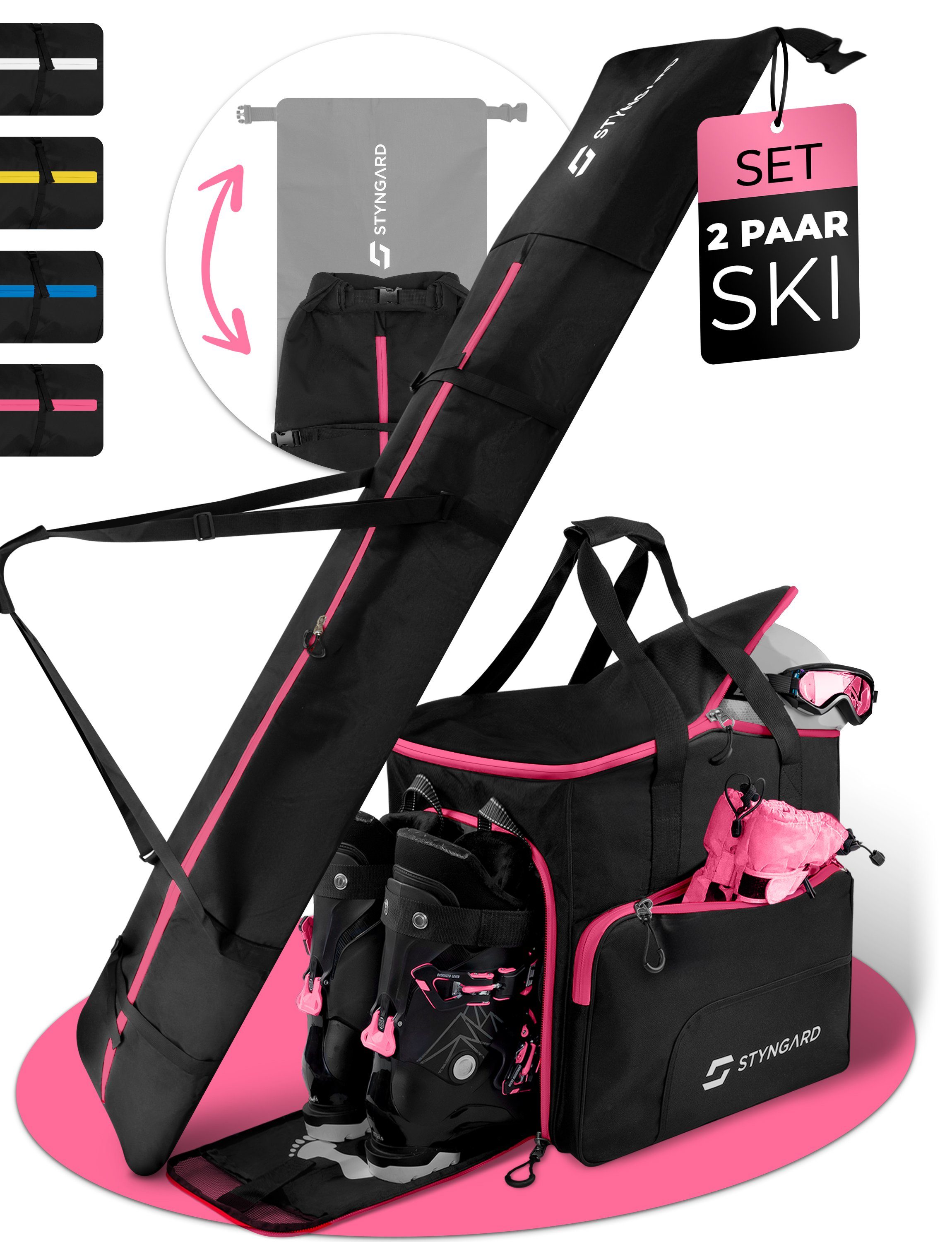 Styngard Skitasche Skitasche Skischuhtasche Set Salzburg Schwarz-Pink