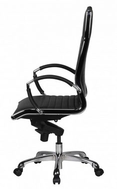 Lomadox Bürostuhl, schwarz, Echtleder, bis 120 kg, höhenverstellbar, 60/122/60 cm