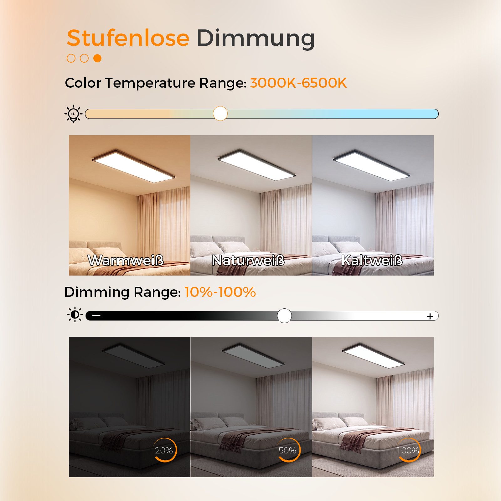 Nettlife LED Panel dimmbar Schwarz/Weiß 100CM 13.5W Fernbedienung flach Deckenleuchte, LED fest integriert, Warmweiß/Neutralweiß/Kaltweiß Farbtemperatur für Woh – Bild 2 von 5