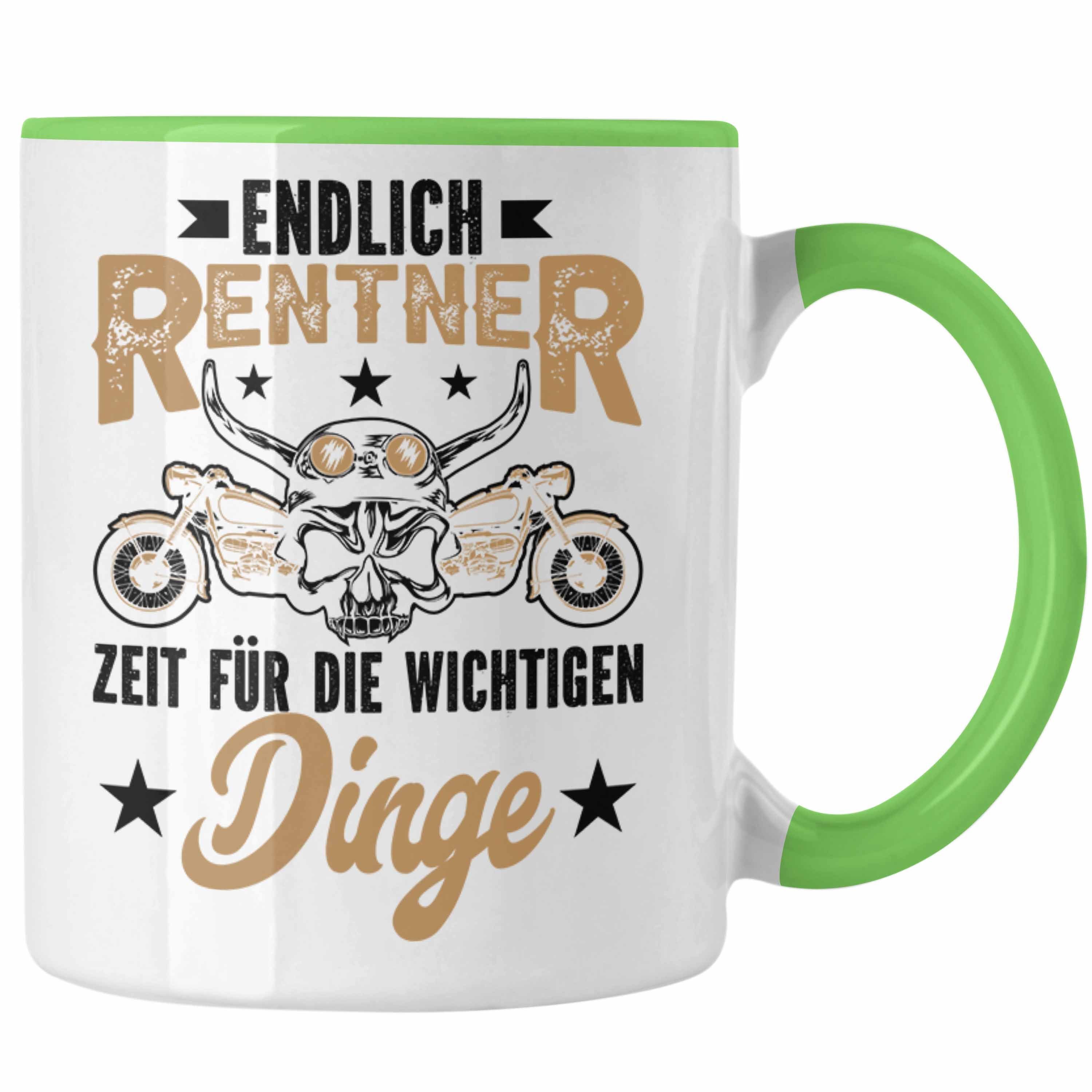 Trendation Lustiger Motorradfahrer Trendation Weihnachten Rentner Tasse Spruch - Grün Geschenk Opa Geschenkidee Renteneintritt Tasse Geburtstag