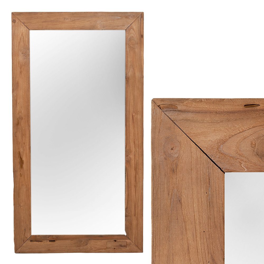 LebensWohnArt Wandspiegel Wandspiegel TEAK 130x70cm recyceltes Teak natural Spiegel