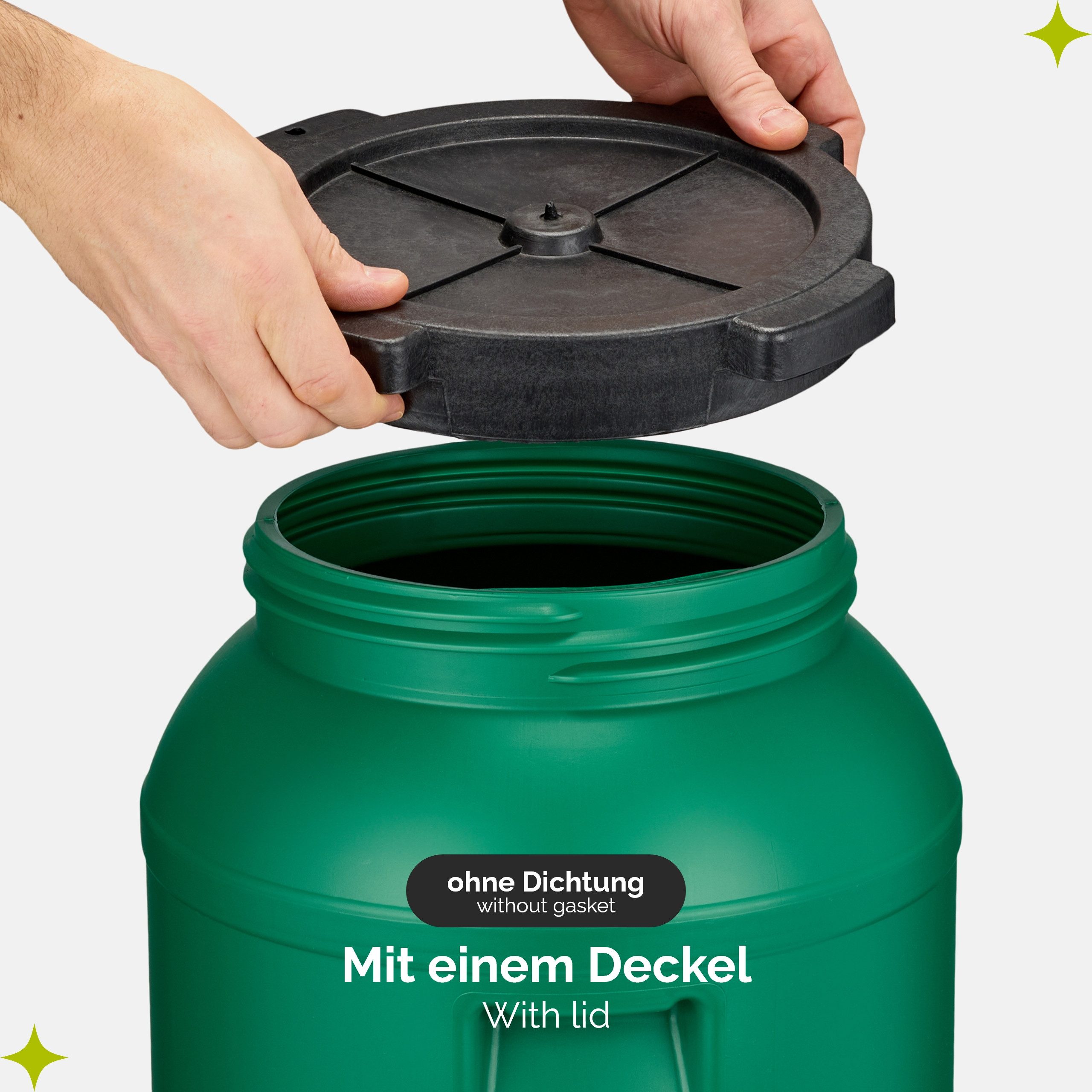 Garronda Regentonne Set 30 Liter Weithalsfass BPA-frei Lebensmittel Fass Deckel GD-0121, 30 l, (4-tlg), BPA-Frei