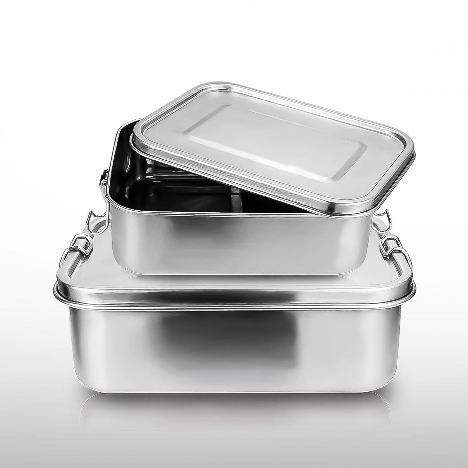 Gimisgu Lunchbox 800-1400ml Brotdose edelstahl Lunchbox Thermo Büro Edelstahl Dicht Silber 1200+1400ml