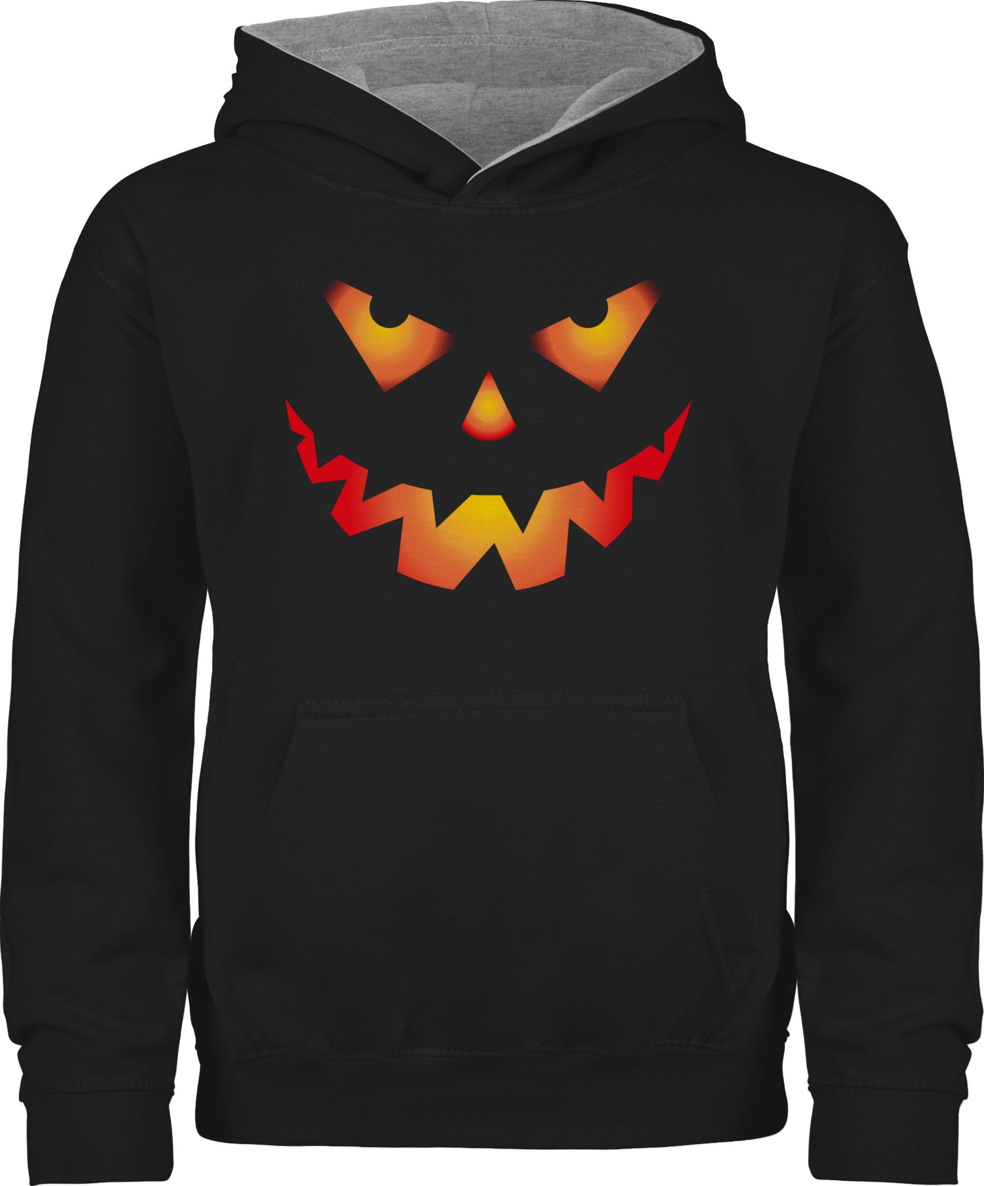 Shirtracer Hoodie Halloween Kürbis Gesicht Gruseliger Kürbisgesicht Gruselig Böse Halloween Kostüme für Kinder