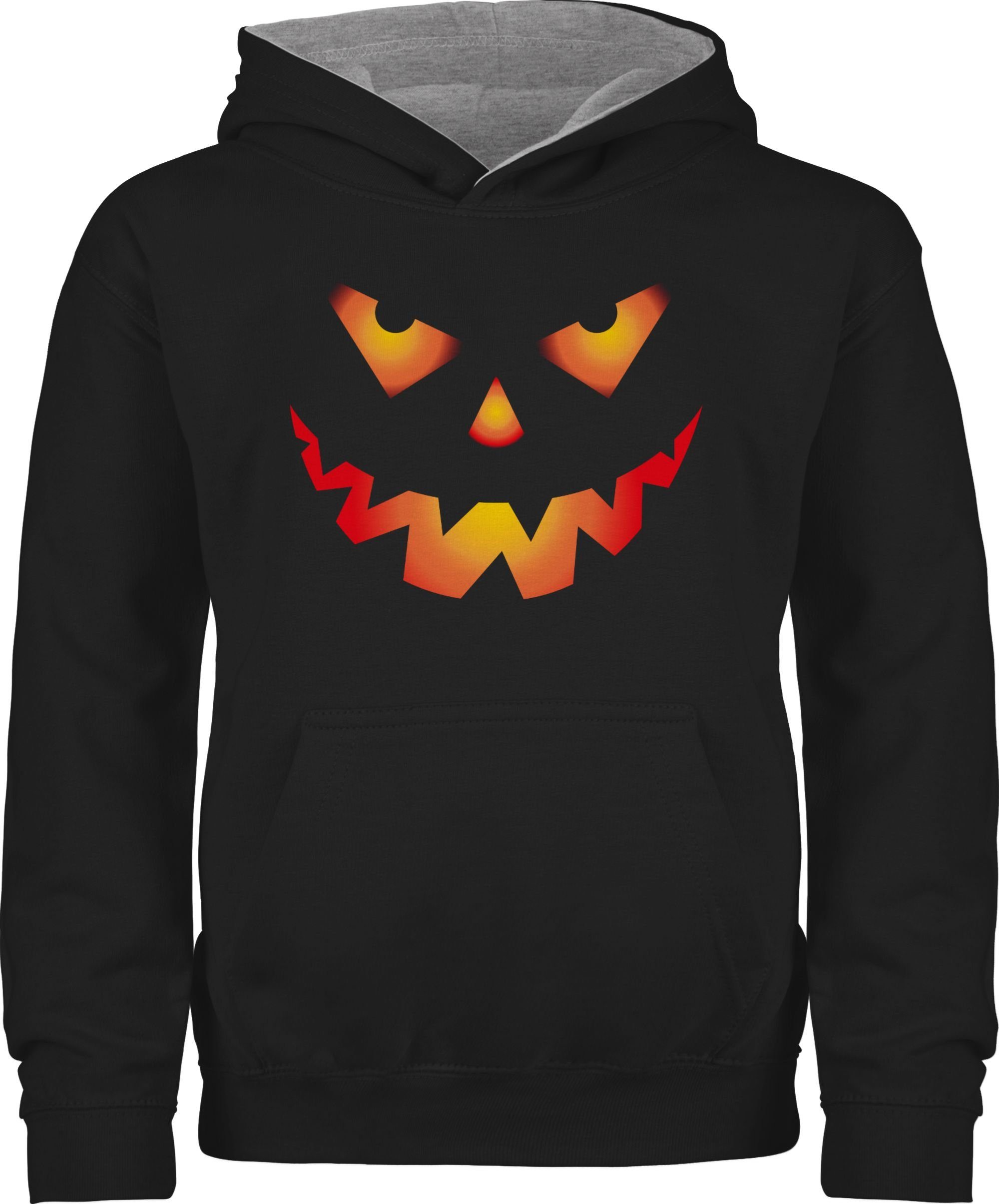 Hoodie Gesicht Gruselig 2 Kostüme Halloween Gruseliger Shirtracer Schwarz/Grau Kürbisgesicht Böse Kinder Halloween für Kürbis meliert