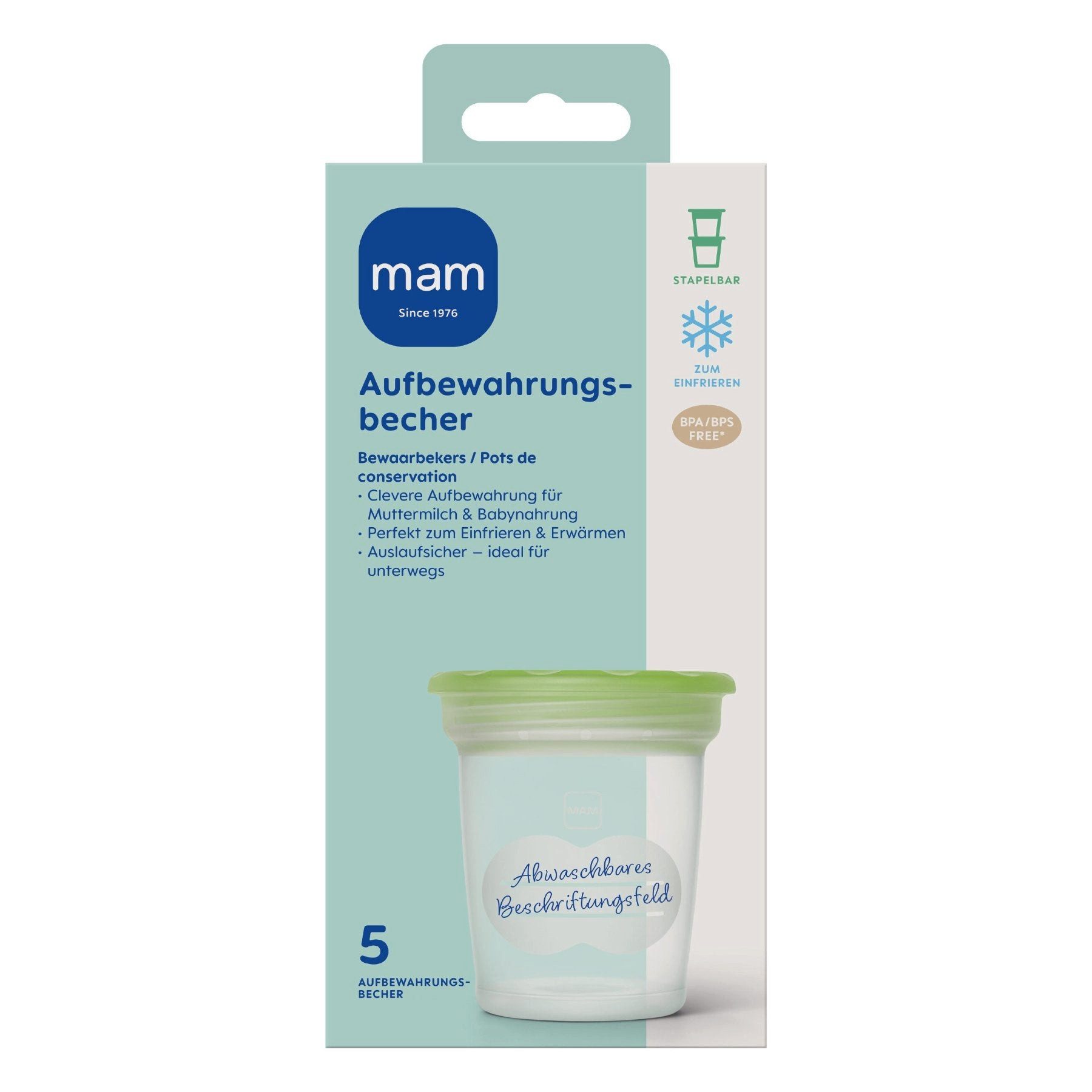 MAM Auffangbehälter für Muttermilch und Babynahrung, Kunststoff, auch zum Einfrieren geeignet