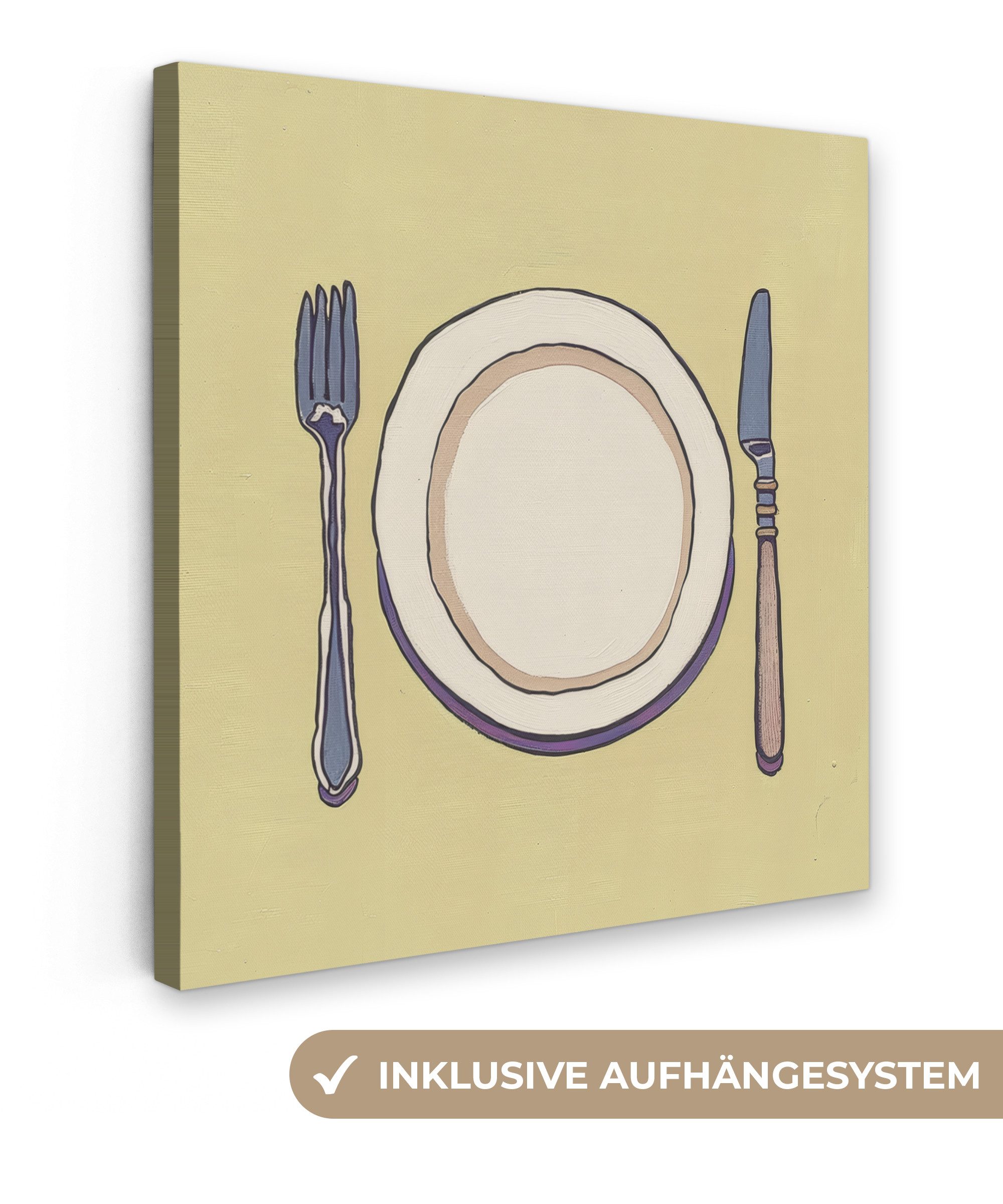 OneMillionCanvasses® Leinwandbild Illustration - Teller - günstig online kaufen