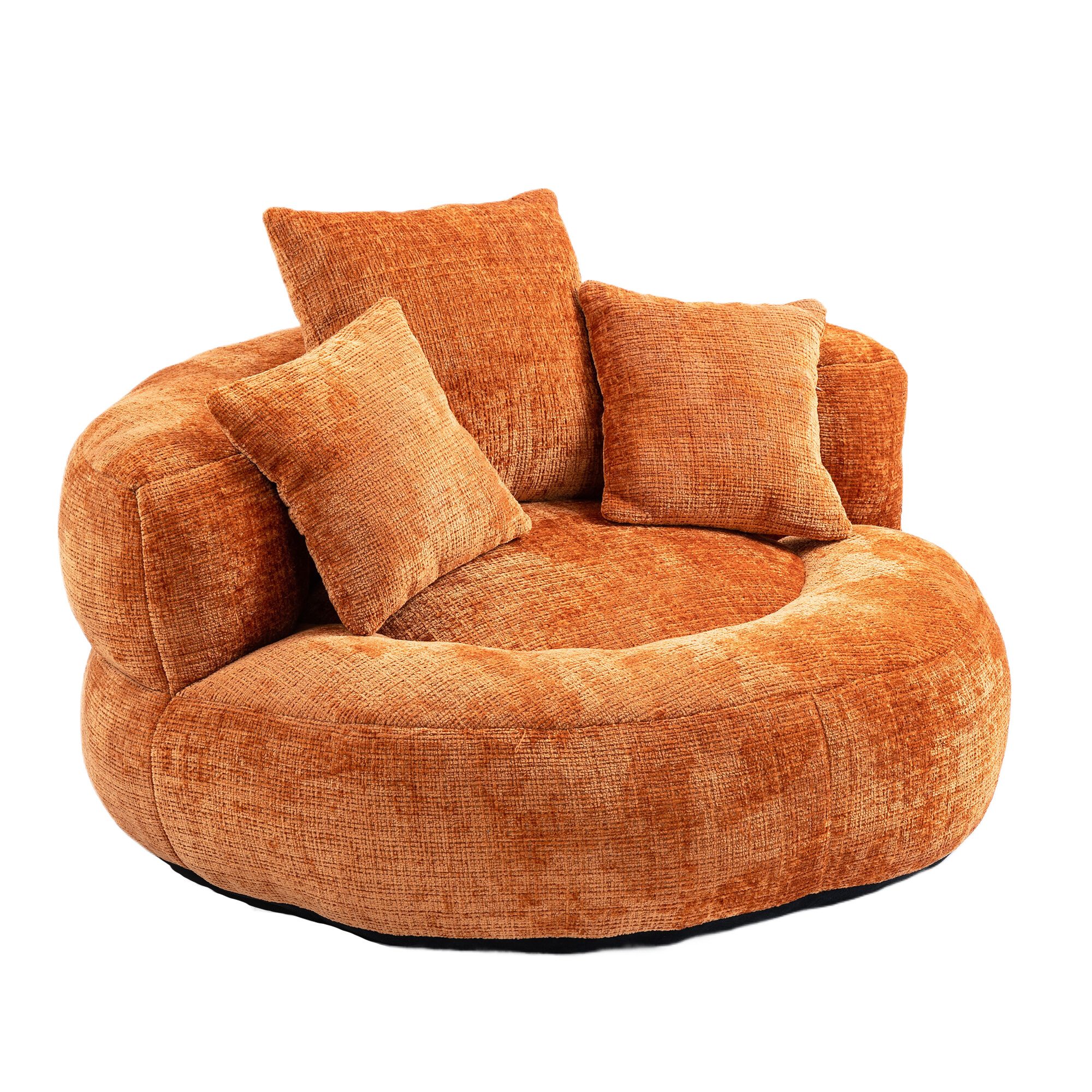 BlingBin Sitzsack Sitzsack-Sessel mit hoher Rückenlehne, Chenillebezug und 3 Kissen (1er Set, 1 St., 108 x 108 x 52 cm), für Erwachsene und Kinder, Indoor & Outdoor, Single Gaming Sofa Stuhl