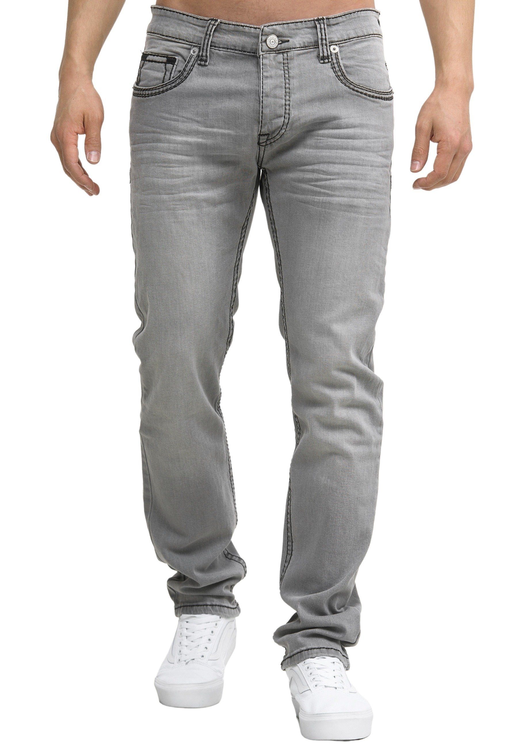 Code47 Regular-fit-Jeans Code47 Herren Jeans Hose Regular Fit Männer Bootcut Denim Five Pocket 903 grey