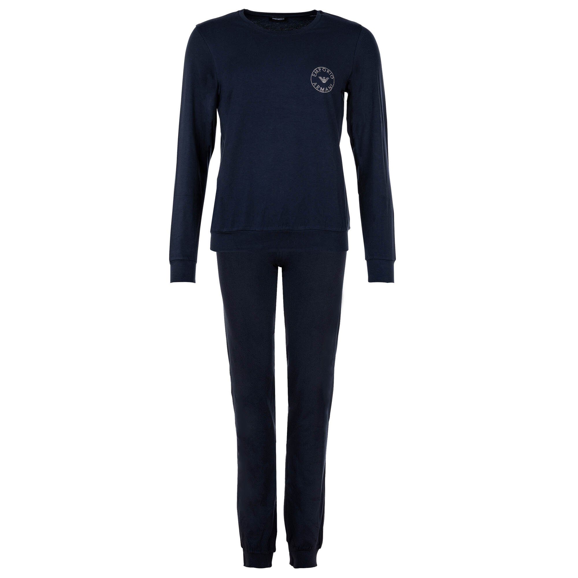 Emporio Armani Pyjama Damen Schlafanzug Set 2-tlg. - ESSENTIAL STUDS Blau