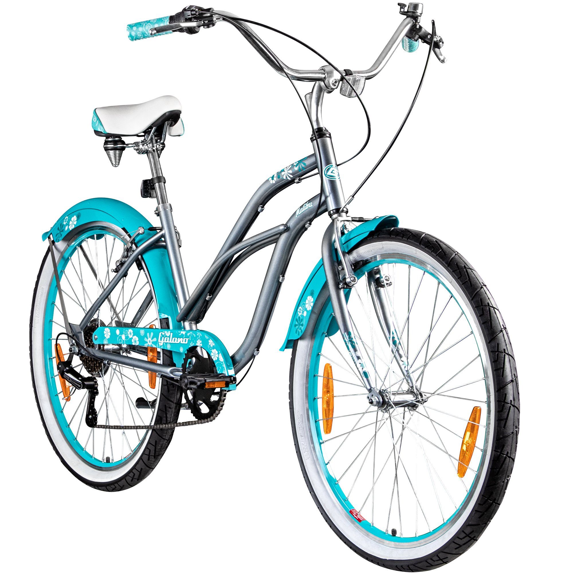 Galano Крейсер Malibu, 6 Gang, Kettenschaltung, Beach Крейсер ab 150 cm retro Fahrrad 6 Gänge Damenfahrrad